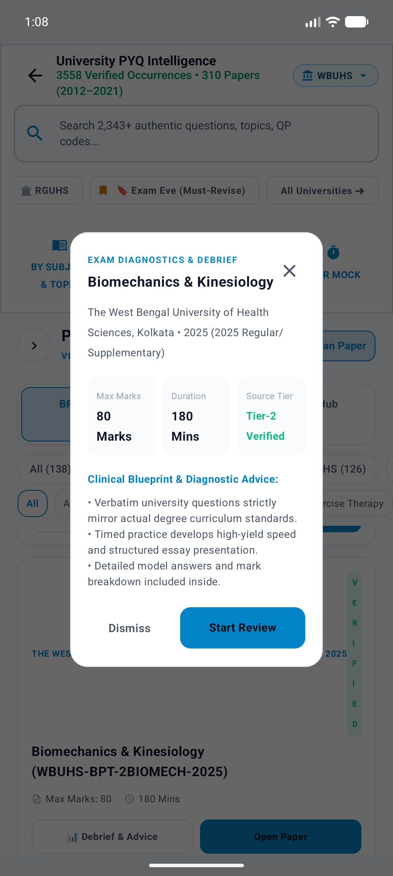 WBUHS university question paper breakdown (Dark Mode)