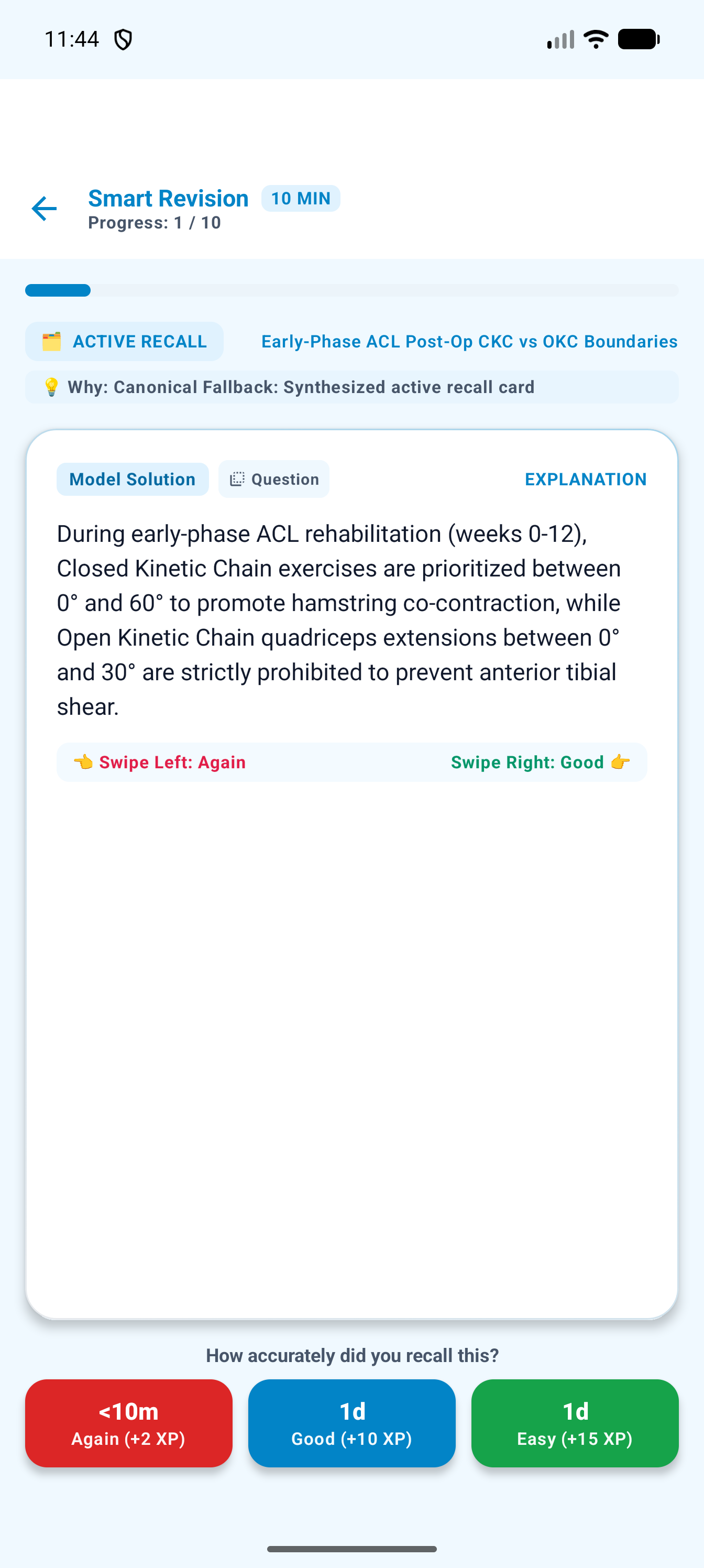 SM-2 spaced repetition rating bar (Light Mode)